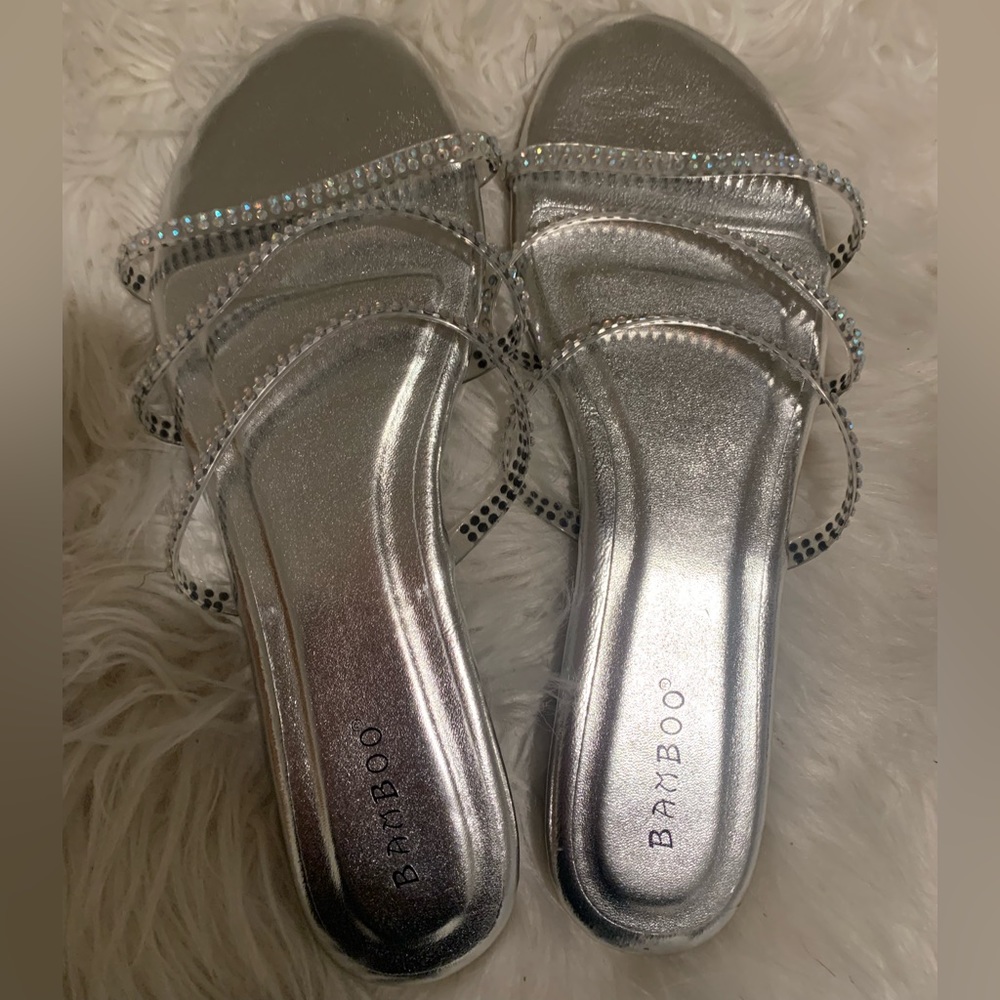 Silver rhinestone sandals